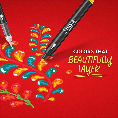 Sharpie Creative Markers Brush Marker Point - Assorted Ink - Acrylic Based, Water Based - 2 / Pack (2196903)