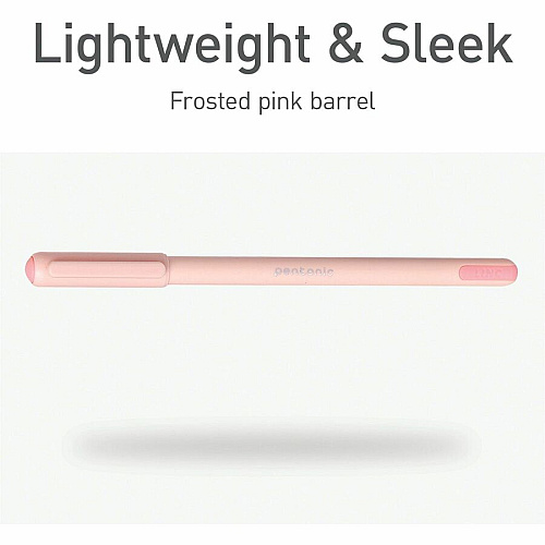 Pentonic Frosted Barrel Ballpoint Pens 0.7 mm Fine Pen Point - Red Ink - Frost, Pink Barrel - 10 / Box (PEN13087)