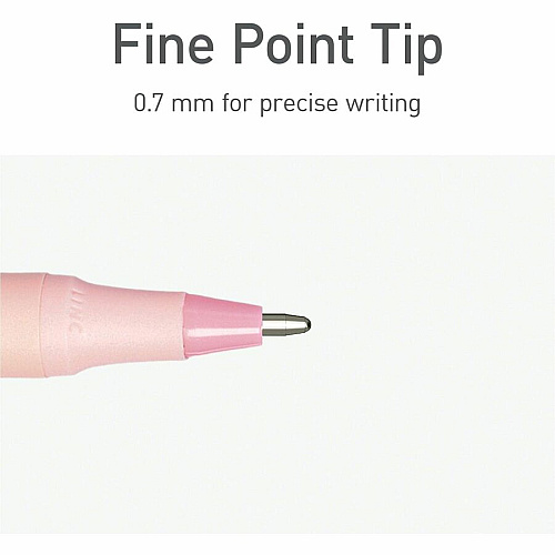Pentonic Frosted Barrel Ballpoint Pens 0.7 mm Fine Pen Point - Red Ink - Frost, Pink Barrel - 10 / Box (PEN13087)
