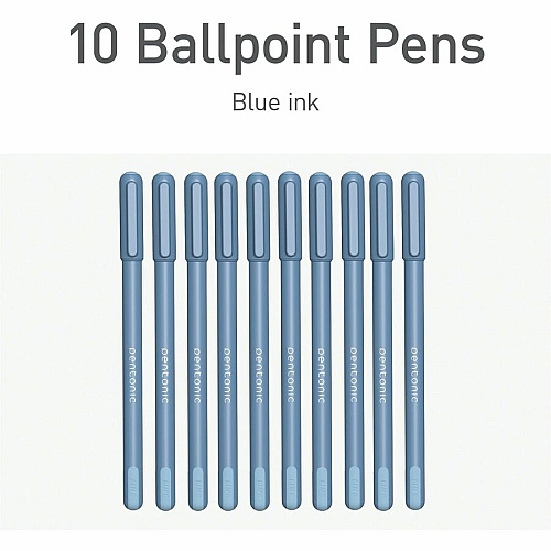 Pentonic Frosted Barrel Ballpoint Pens 0.7 mm Fine Pen Point - Blue Ink - Frost, Blue Barrel - 10 / Box (PEN13085)