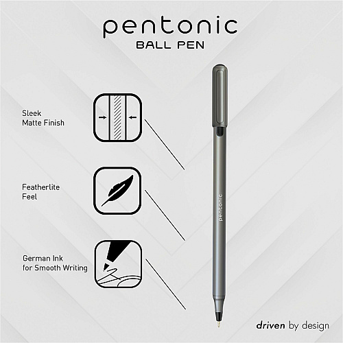 Pentonic Ballpoint Pen Set 1 mm Pen Point - Black Ink - Nickel Silver Tip - 25 / Box (PEN12128)