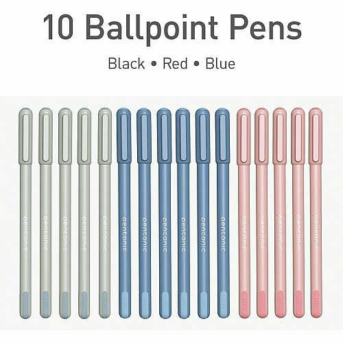 Pentonic Frosted Barrel Ballpoint Pens 0.7 mm Fine Pen Point - Assorted Ink - Frost Barrel - 10 / Box (PEN13088)