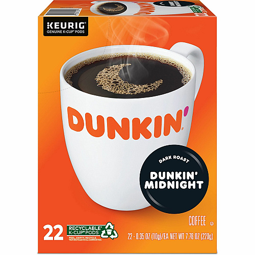 Dunkin Donuts Dunkin'&reg; K-Cup Midnight Coffee Compatible with Keurig Brewer - Dark - K-Cup - Dunkin' Midnight - Kosher - 22 / Box (0316)