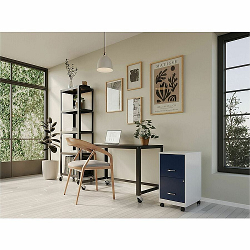 Hirsh Industries Hirsh SOHO File Cabinet for File - Mobility - White, Navy - 1 Each (25836)