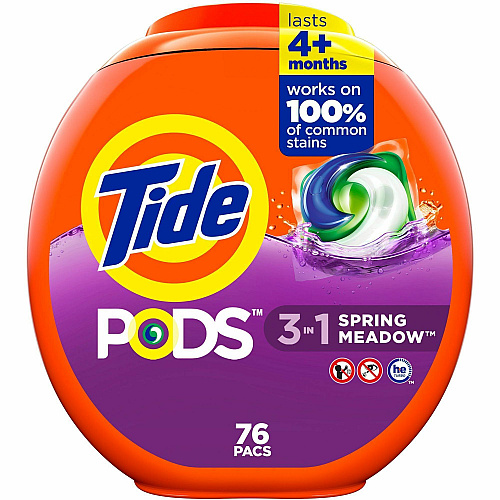 Tide Pods Laundry Detergent For Laundry, Washing Machine, Clothes, Clothing - Concentrate - Spring Meadow Scent - Phosphate-free - Orange - 76 / Pack (09166)