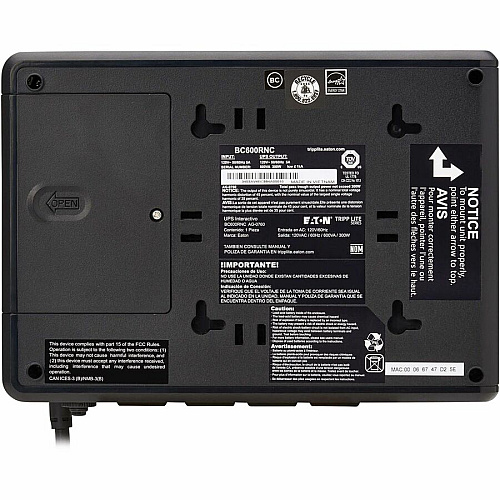 Eaton Tripp Lite Series 600VA 300W 120V Standby Cloud-Connected UPS with Remote Monitoring - 4 NEMA 5-15R Outlets (Surge + Battery Backup), 5-15P Plug, Desktop Desktop/Surface/Wall Mountable - 8 Hour Recharge - 1.20 Minute Stand-by - 120 V AC I (BC600RNC)