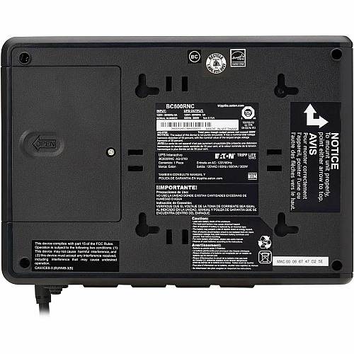 Eaton Tripp Lite Series 600VA 300W 120V Standby Cloud-Connected UPS with Remote Monitoring - 4 NEMA 5-15R Outlets (Surge + Battery Backup), 5-15P Plug, Desktop Desktop/Surface/Wall Mountable - 8 Hour Recharge - 1.20 Minute Stand-by - 120 V AC I (BC600RNC)