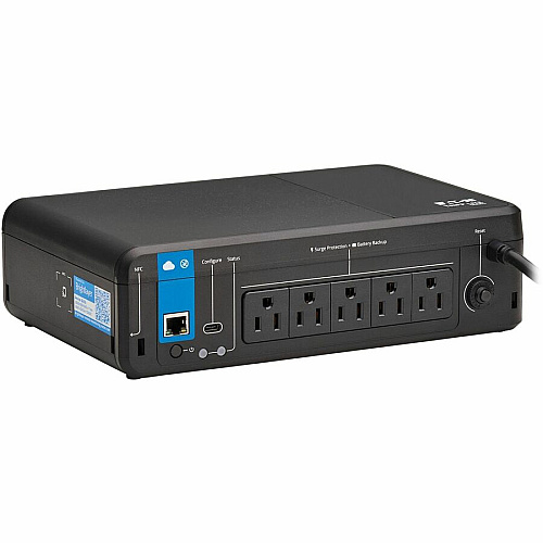 Eaton Tripp Lite Series 850VA 450W 120V Standby Cloud-Connected UPS with Remote Monitoring - 5 NEMA 5-15R Outlets (Surge + Battery Backup), 5-15P Plug, Desktop Desktop/Surface/Wall Mountable - 8 Hour Recharge - 1.70 Minute Stand-by - 120 V AC I (BC850RNC)