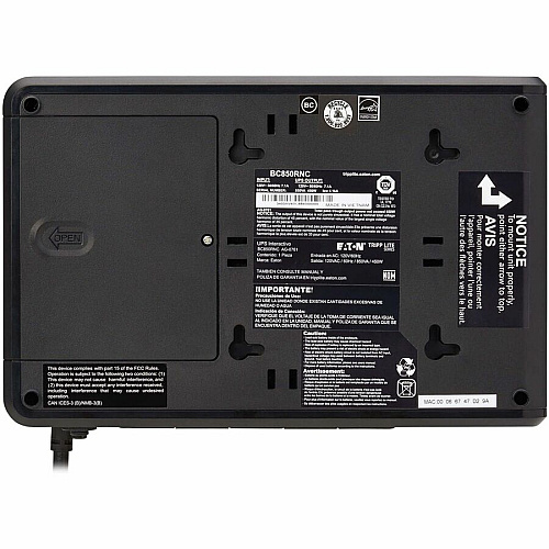 Eaton Tripp Lite Series 850VA 450W 120V Standby Cloud-Connected UPS with Remote Monitoring - 5 NEMA 5-15R Outlets (Surge + Battery Backup), 5-15P Plug, Desktop Desktop/Surface/Wall Mountable - 8 Hour Recharge - 1.70 Minute Stand-by - 120 V AC I (BC850RNC)