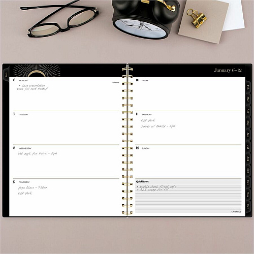 At-A-Glance Radiate Weekly/Monthly Planner Weekly, Monthly - 12 Month - January 2025 to December 2025 - 1 Week, 1 Month Double Page Layout - 5 1/2" x 8 1/2" Sheet Size - Twin Wire - Multi - Poly Cover - Tabbed, Holiday Listing, Sticker Sheet, Du (1725200)