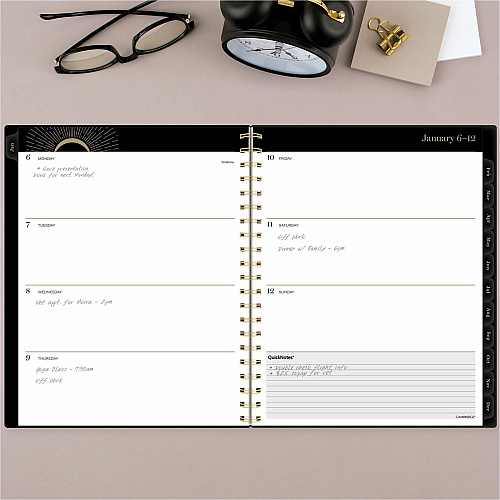 At-A-Glance Radiate Weekly/Monthly Planner Weekly, Monthly - 12 Month - January 2025 to December 2025 - 1 Week, 1 Month Double Page Layout - 5 1/2" x 8 1/2" Sheet Size - Twin Wire - Multi - Poly Cover - Tabbed, Holiday Listing, Sticker Sheet, Du (1725200)