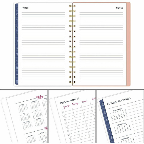 At-A-Glance EttaVee Weekly/Monthly Planner Weekly, Monthly - 12 Month - January 2025 to December 2025 - 1 Week, 1 Month Double Page Layout - 5 1/2" x 8 1/2" Sheet Size - Twin Wire - Multi - Poly Cover - Unruled Planning Space, Unruled Daily Bloc (EV21200)