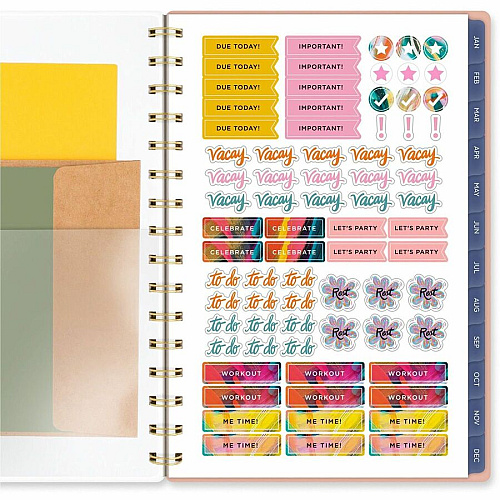 At-A-Glance EttaVee Weekly/Monthly Planner Weekly, Monthly - 12 Month - January 2025 to December 2025 - 1 Week, 1 Month Double Page Layout - 5 1/2" x 8 1/2" Sheet Size - Twin Wire - Multi - Poly Cover - Unruled Planning Space, Unruled Daily Bloc (EV21200)