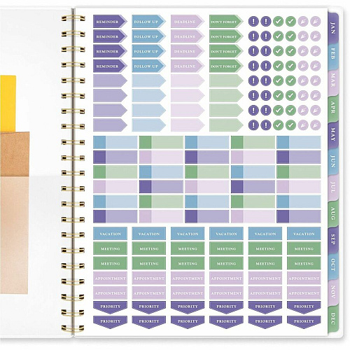 At-A-Glance Badge Floral Weekly/Monthly Planner Monthly, Weekly - 13 Month - January 2025 to January 2026 - Letter - 8 1/2" x 11" Sheet Size - Twin Wire - Multi - Poly Cover - Floral Design, Dated Planning Page, Bleed Resistant Paper, Goal Sett (1722F905)