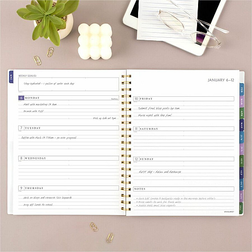 At-A-Glance Badge Floral Weekly/Monthly Planner Monthly, Weekly - 13 Month - January 2025 to January 2026 - Letter - 8 1/2" x 11" Sheet Size - Twin Wire - Multi - Poly Cover - Floral Design, Dated Planning Page, Bleed Resistant Paper, Goal Sett (1722F905)