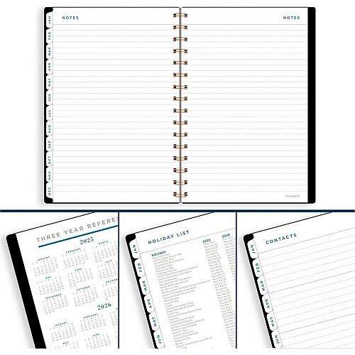 At-A-Glance Signature Lite Weekly Monthly Planner Small - Monthly, Weekly - 12 Month - January 2026 to December 2026 - 1 Week, 1 Month Double Page Layout - 5 1/2" x 8 1/2" Sheet Size - White Sheet - Wire Bound - Black - Poly - Black Cover - Dat (YP200L05)