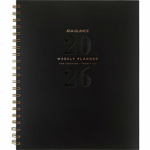 At-A-Glance Signature Lite Weekly Monthly Planner Monthly, Weekly - 12 Month - January 2026 to December 2026 - 1 Week, 1 Month Double Page Layout - 8 1/2" x 11" Sheet Size - Wire Bound - Black - Black Cover - Daily Block, Contact Sheet, Event C (YP905L05)