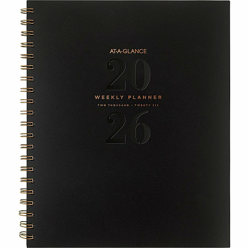 At-A-Glance Signature Lite Weekly Monthly Planner Monthly, Weekly - 12 Month - January 2026 to December 2026 - 1 Week, 1 Month Double Page Layout - 8 1/2" x 11" Sheet Size - Wire Bound - Black - Black Cover - Daily Block, Contact Sheet, Event C (YP905L05)