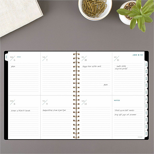 At-A-Glance Signature Lite Weekly Monthly Planner Monthly, Weekly - 12 Month - January 2026 to December 2026 - 1 Week, 1 Month Double Page Layout - 8 1/2" x 11" Sheet Size - Wire Bound - Black - Black Cover - Daily Block, Contact Sheet, Event C (YP905L05)