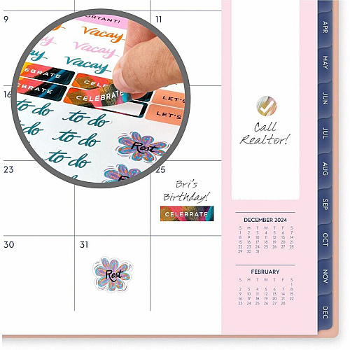At-A-Glance EttaVee Weekly/Monthly Planner Weekly, Monthly - 12 Month - January 2025 to December 2025 - 1 Week, 1 Month Double Page Layout - 8 1/2" x 11" Sheet Size - Twin Wire - Multi - Poly Cover - Unruled Planning Space, Unruled Daily Block,  (EV21905)