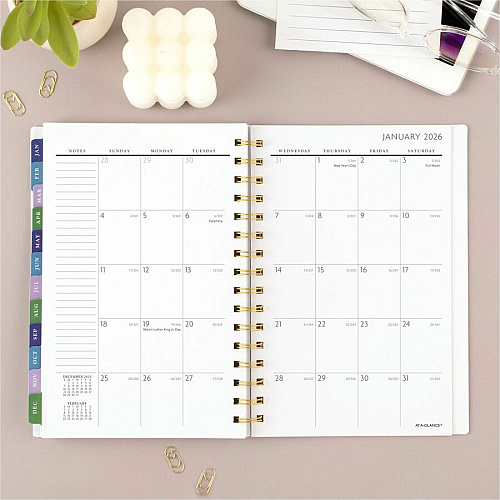 At-A-Glance Badge Floral Weekly/Monthly Planner Weekly, Monthly - 13 Month - January - January - 5 1/2" x 8 1/2" Sheet Size - Twin Wire - Multi - Poly CoverFloral Design, Monthly Planner, Dated Planning Page, Bleed Resistant Paper, Goal Setting (1722F200)