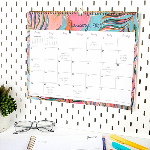 At-A-Glance EttaVee Monthly Wall Calendar Monthly - 12 Month - January to December - 1 Month Single Page Layout - 15" x 12" Sheet Size - 2.18" x 2.81" Block - Twin Wire - Wall Mount - Multi - Monthly Calendar, Unruled Daily Block, Daily Block, R (EV21707)