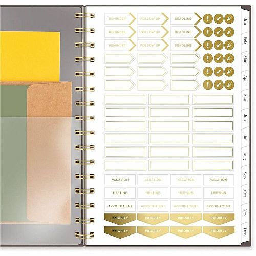 Cambridge WorkStyle Focus Planner Monthly, Weekly - 12 Month - January to December - 1 Week, 1 Month Double Page Layout - 5 1/2" x 8 1/2" Sheet Size - Twin Wire - Brown - Poly Cover - To-do List, Dated Planning Page, Unruled Daily Block, Durab (160620004)