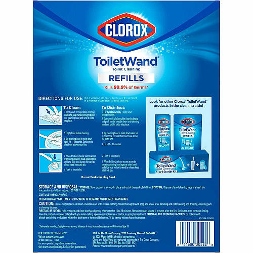 Clorox Toilet Wand Disinfecting Refills Blue, White - 20/Bag - 4 / Carton (31049CT)