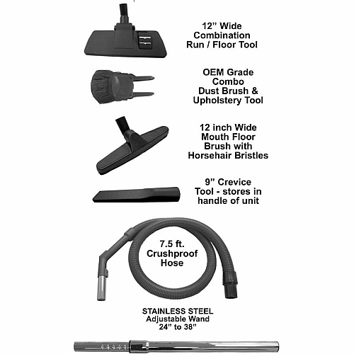 V.A.C. HEPA Portable Commercial Canister Vacuum Bagged - Nozzle, Floor Tool, Combo Brush, Upholstery Tool, Crevice Tool, Wand, Rug Tool - Rug - 30 ft Cable Length - 7.5 ft Hose Length - HEPA - Blue - 1 Each (C105)