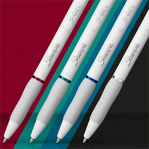 Sharpie S-Gel, White Fashion Barrel, Medium Point (0.7mm) 0.7 mm Medium, Bold Pen Point - Update Classic Ink - Gel-based - White Plastic Barrel - 4 / Pack (2206098)