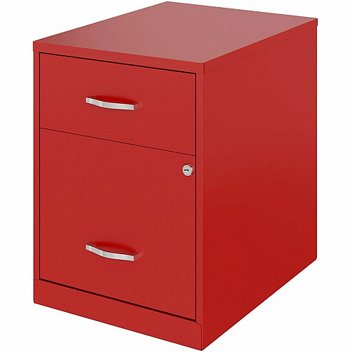 NuSparc File Cabinet 14.2" Width x 18" Depth x 19" Height - 2 x Drawer(s) for File, Box - Letter - Vertical - Locking Drawer, Glide Suspension - Red - Baked Enamel - Steel - Recycled (VF218GARD)
