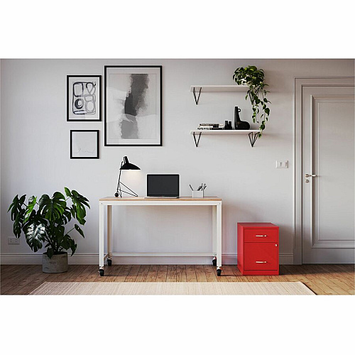 NuSparc File Cabinet 14.2" Width x 18" Depth x 19" Height - 2 x Drawer(s) for File, Box - Letter - Vertical - Locking Drawer, Glide Suspension - Red - Baked Enamel - Steel - Recycled (VF218GARD)