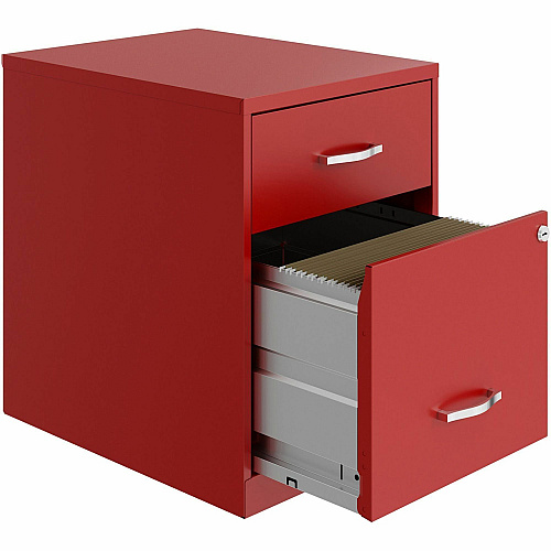 NuSparc File Cabinet 14.2" Width x 18" Depth x 19" Height - 2 x Drawer(s) for File, Box - Letter - Vertical - Locking Drawer, Glide Suspension - Red - Baked Enamel - Steel - Recycled (VF218GARD)