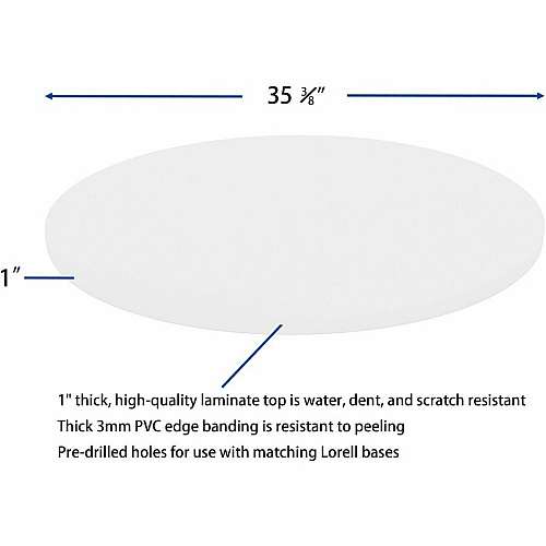 Lorell Hospitality/Conference Tabletop x 1" Thickness x 36" Diameter - Band Edge - White Table Top - Sturdy - For Reception Area, Conference Table, Breakroom, Lobby, Meeting, Office (LLR99875)