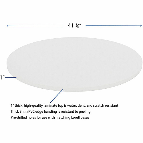 Lorell Hospitality/Conference Tabletop x 1" Thickness x 42" Diameter - Band Edge - White Table Top - Sturdy - For Reception Area, Conference Table, Breakroom, Lobby, Meeting, Office (LLR99876)
