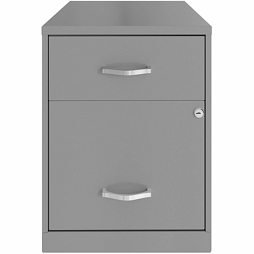 NuSparc File Cabinet 14.2" Width x 18" Depth x 19" Height - 2 x Drawer(s) for File, Box - Letter - Vertical - Locking Drawer, Glide Suspension - Silver - Baked Enamel - Steel - Recycled (VF218GASR)