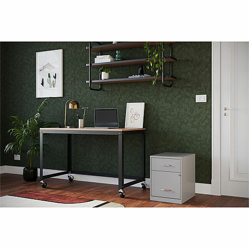 NuSparc File Cabinet 14.2" Width x 18" Depth x 19" Height - 2 x Drawer(s) for File, Box - Letter - Vertical - Locking Drawer, Glide Suspension - Silver - Baked Enamel - Steel - Recycled (VF218GASR)
