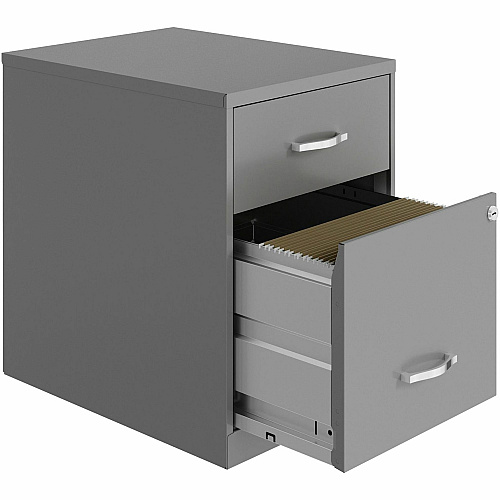 NuSparc File Cabinet 14.2" Width x 18" Depth x 19" Height - 2 x Drawer(s) for File, Box - Letter - Vertical - Locking Drawer, Glide Suspension - Silver - Baked Enamel - Steel - Recycled (VF218GASR)