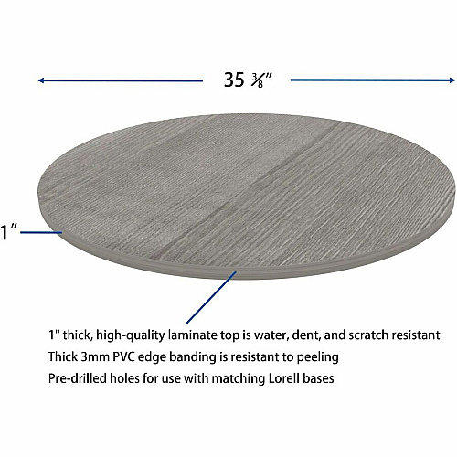 Lorell Hospitality/Conference Tabletop x 1" Thickness x 36" Diameter - Band Edge - Weathered Charcoal Table Top - Sturdy - For Reception Area, Conference Table, Breakroom, Lobby, Meeting, Office (LLR69600)