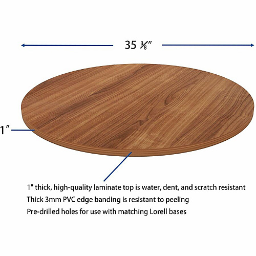 Lorell Hospitality/Conference Tabletop x 1" Thickness x 36" Diameter - Band Edge - Walnut Table Top - For Reception Area, Conference Table, Breakroom, Lobby, Meeting, Office (LLR69960)