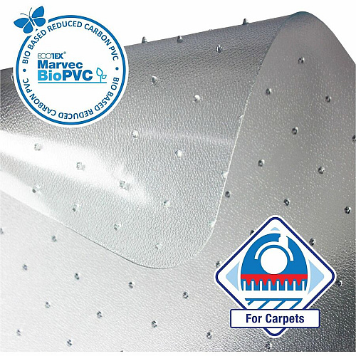 Ecotex Marvec BioPVC Chairmat Carpet - 60" Length x 46" Width - Polyvinyl Chloride (PVC) - Clear - 1 Each (NCCMFLFG0004)