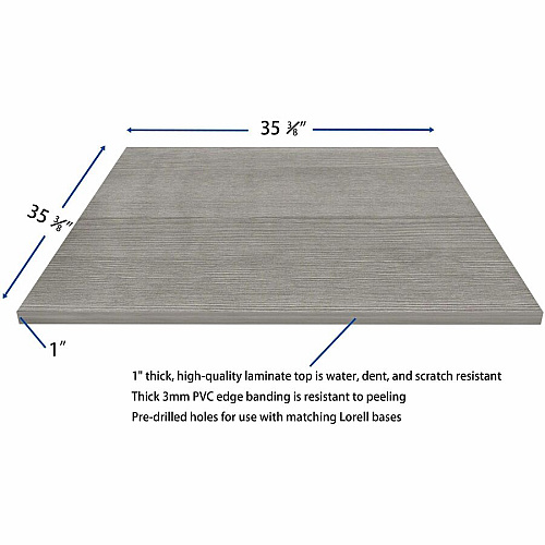 Lorell Hospitality/Conference Tabletop 36" Width x 1" Thickness x 36" Length - Band Edge - Weathered Charcoal Table Top - Sturdy - For Reception Area, Conference Table, Breakroom, Lobby, Meeting, Office (LLR69601)