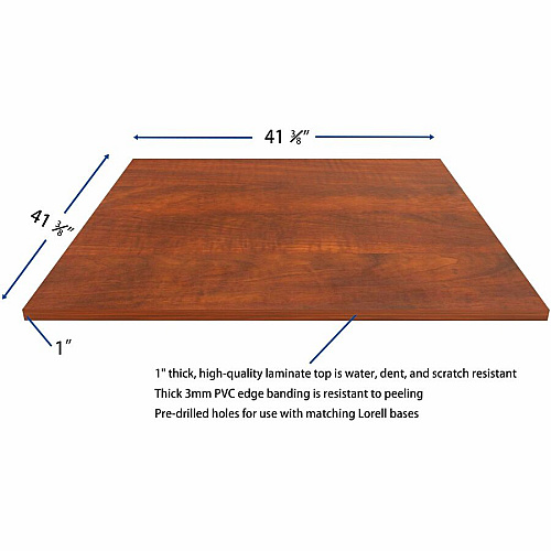 Lorell Hospitality/Conference Tabletop 42" Width x 1" Thickness x 42" Length - Band Edge - Cherry Table Top - For Reception Area, Conference Table, Breakroom, Lobby, Meeting, Office (LLR87325)