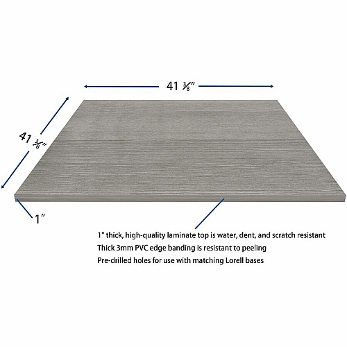 Lorell Hospitality/Conference Tabletop 42" Width x 1" Thickness x 42" Length - Band Edge - Weathered Charcoal Table Top - For Reception Area, Conference Table, Breakroom, Lobby, Meeting, Office (LLR69602)