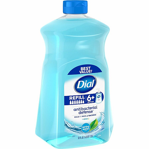 Dial Antibacterial Defense Liquid Hand Soap Spring Water Scent - 1.63 quart - Pump Dispenser - Bacteria Remover - Hand, Skin - Antibacterial - Blue - Recycled - Cruelty-free, Paraben-free, Phthalate-free, Silicone-free, pH Balanced, Sulfate-free - (17010)