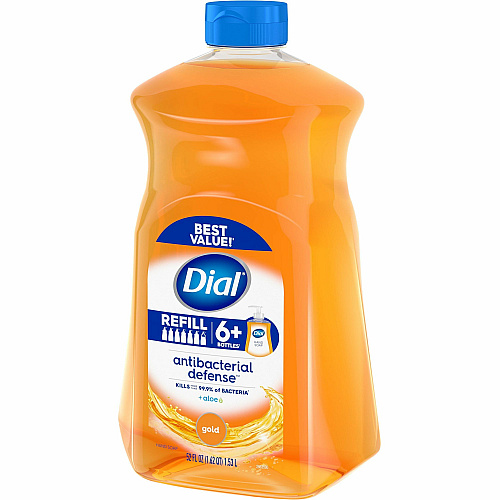 Dial Antibacterial Defense Liquid Hand Soap Fresh Scent - 1.63 quart - Pump Dispenser - Bacteria Remover - Hand, Skin - Antibacterial - Gold - Recycled - Cruelty-free, Paraben-free, Phthalate-free, Silicone-free, pH Balanced, Sulfate-free - 1 Each (17014)