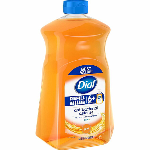 Dial Antibacterial Defense Liquid Hand Soap Fresh Scent - 1.63 quart - Pump Dispenser - Bacteria Remover - Hand, Skin - Antibacterial - Gold - Recycled - Cruelty-free, Paraben-free, Phthalate-free, Silicone-free, pH Balanced, Sulfate-free - 1 Each (17014)