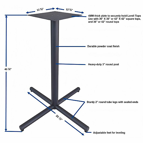 Lorell Hospitality/Conference X-Base 40.8" Height x 45" Width - Sturdy - For Reception Area, Breakroom, Lobby, Meeting, Office, Conference Table (LLR61643)