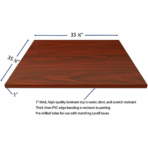 Lorell Hospitality/Conference Tabletop 36" Width x 1" Thickness x 36" Length - Band Edge - Mahogany Table Top - Sturdy - For Reception Area, Conference Table, Breakroom, Lobby, Meeting, Office (LLR87243)