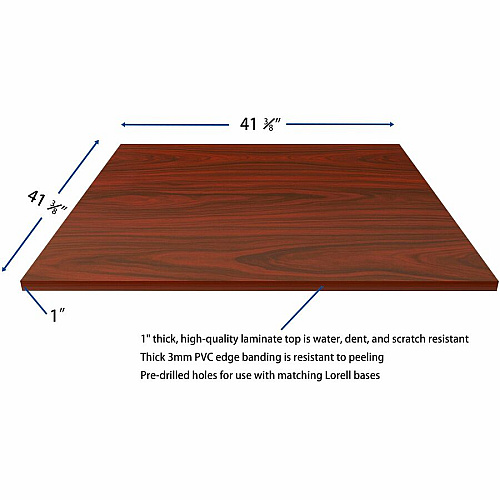 Lorell Hospitality/Conference Tabletop 42" Width x 1" Thickness x 42" Length - Band Edge - Mahogany Table Top - For Reception Area, Conference Table, Breakroom, Lobby, Meeting, Office (LLR87244)